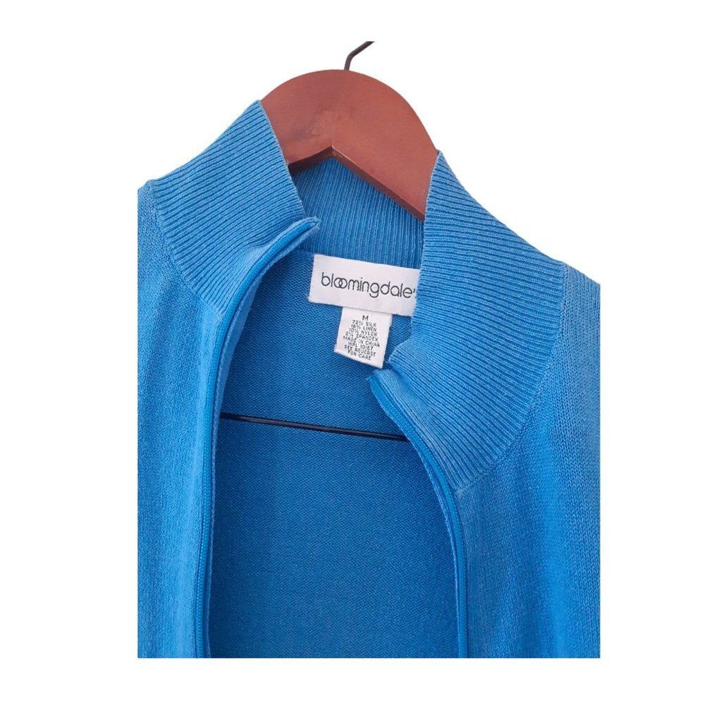 Vtg Bloomingdale's Blue Silk Linen 3 Piece Set M Jacket Pants Top Luxury - Picture 6 of 15